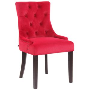 Jedálenská stolička Aberdeen ~ zamat, drevené nohy antik tmavé Farba Červená