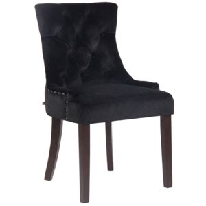Jedálenská stolička Aberdeen ~ zamat, drevené nohy antik tmavé Farba Čierna