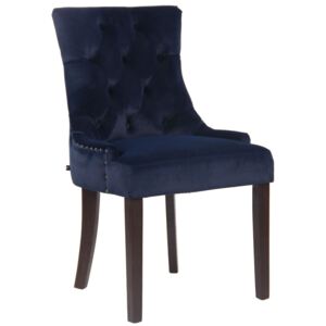 Jedálenská stolička Aberdeen ~ zamat, drevené nohy antik tmavé Farba Modrá