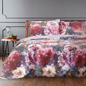 Krásne fialové posteľné obliečky bavlnený satén s kvetom pivónia Fialová