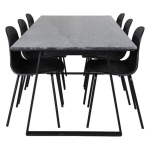 Estelle Arctic stolová súprava mramor čierna/čierna plast