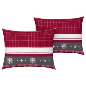 Livarno Home Bavlnený poťah na vankúš s vianočným motívom, 70 x 90 cm, 2 kusy (pruhy/červená/šedá), viacfarebná/červená/šedá (100337354)