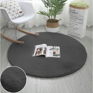 Tmavo šedý kruhový koberec Rabbit 100cm