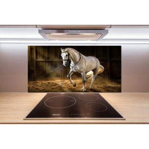 Panel do kuchyne Biely kôň v stajni pl-pksh-100x50-f-113734003