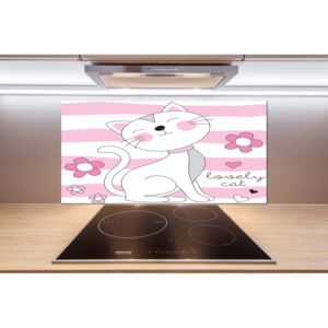 Sklenený panel do kuchynskej linky Biela mačka pl-pksh-100x50-f-108886696