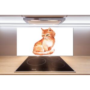 Sklenený panel do kuchynskej linky Červená mačka pl-pksh-100x50-f-120895228