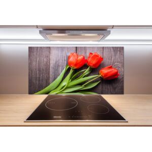 Panel do kuchyne Červené tulipány pl-pksh-100x50-f-137777387
