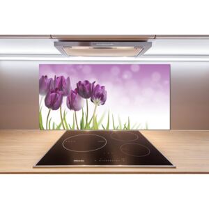 Panel do kuchyne Fialové tulipány pl-pksh-100x50-f-52340543