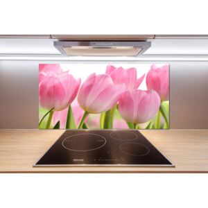 Panel do kuchyne Ružové tulipány pl-pksh-100x50-f-76775867