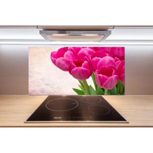 Panel do kuchyne Ružové tulipány pl-pksh-100x50-f-90952565