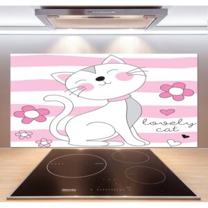 Sklenený panel do kuchynskej linky Biela mačka pl-pksh-120x60-f-108886696