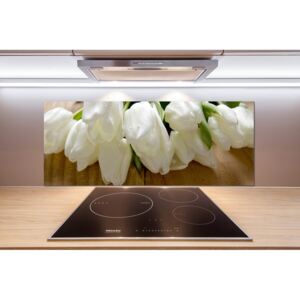 Panel do kuchyne Biele tulipány pl-pksh-125x50-f-104686883