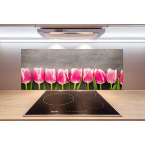 Panel do kuchyne Ružové tulipány pl-pksh-125x50-f-102142486