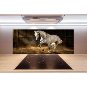 Panel do kuchyne Biely kôň v stajni pl-pksh-125x50-f-113734003