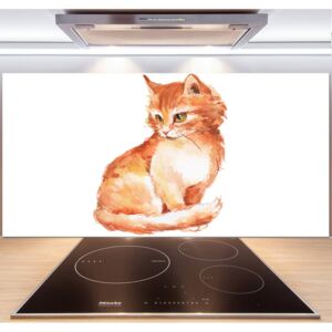 Sklenený panel do kuchynskej linky Červená mačka pl-pksh-140x70-f-120895228