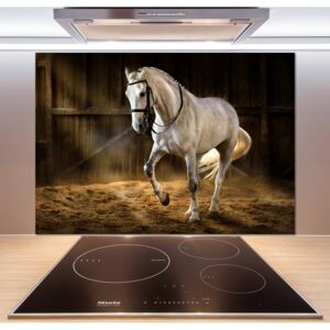 Panel do kuchyne Biely kôň v stajni pl-pksh-100x70-f-113734003