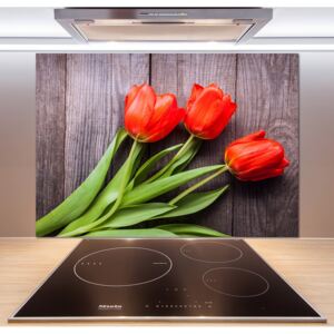 Panel do kuchyne Červené tulipány pl-pksh-100x70-f-137777387