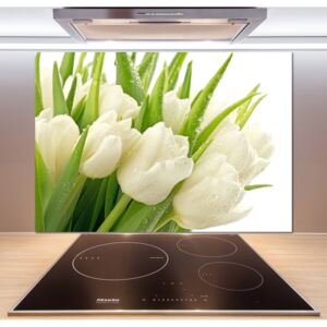Panel do kuchyne Biele tulipány pl-pksh-100x70-f-49549577