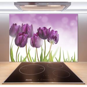 Panel do kuchyne Fialové tulipány pl-pksh-100x70-f-52340543