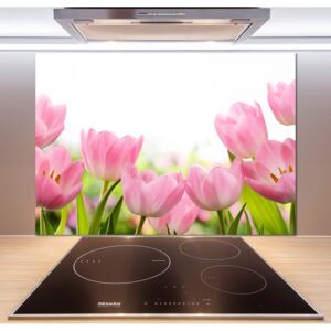 Panel do kuchyne Ružové tulipány pl-pksh-100x70-f-76412458