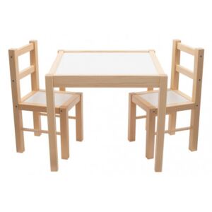 NEW Baby PRIMA detský drevený stôl so stoličkami - Prírodný