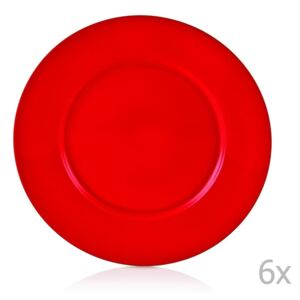 Sada 6 červených porcelánových tanierov Efrasia