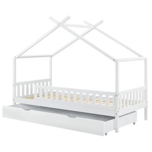Eshopist Detská posteľ Tipi 90 x 200 cm s úložným priestorom a roštom v bielej farbe