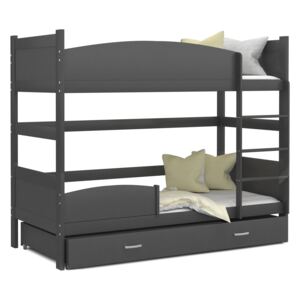 Detská poschodová posteľ so zásuvkou TWISTER X - 190x80 cm - šedá