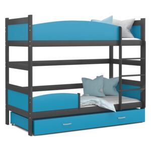 Detská poschodová posteľ so zásuvkou TWISTER X - 190x80 cm - modro-šedá