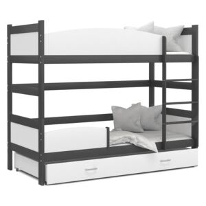Detská poschodová posteľ so zásuvkou TWISTER X - 190x80 cm - bielo-šedá