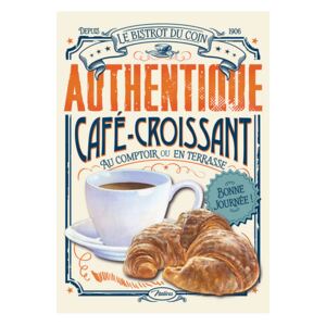 Dekoračná tabuľka L "Café croissant" 30 x 40 cm, plech (NT0124)