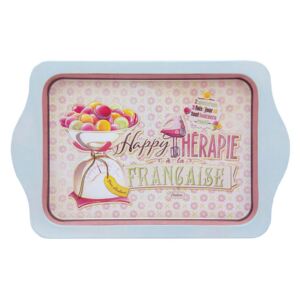Tácka malá "Happy thérapie Macarons" 25 x 16 x H. 1,2 cm, plech (NT0294)