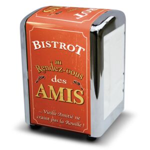 Stojan na servítky 8,5x12 "Bistrot des Amis" 10 x 9 x 14 cm, plech