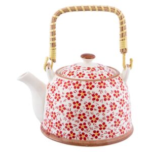 Vintage čajník 031 červený, keramika 18*14*12 cm / 0,7L (6CETE0031)