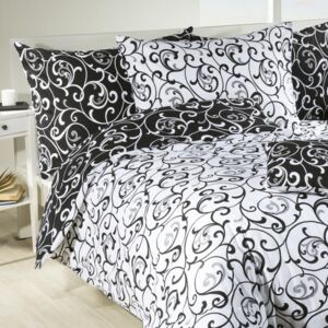 Bavlnené posteľné obliečky Veronika čiernobiele predĺžená dĺžka