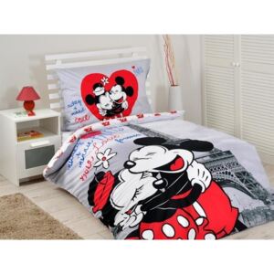 Jerry Fabrics Bavlnené obliečky Mickey a Minnie v Paríži bavlna 140x200