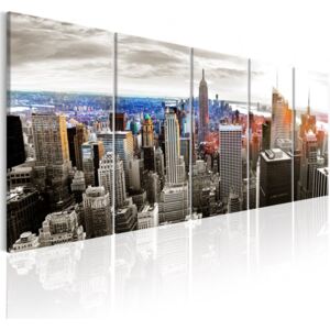 Bimago Obraz na plátne - New York: Grey Tower Blocks 225x90 cm