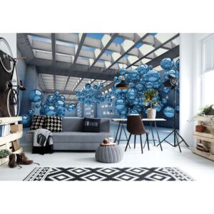 Fototapeta GLIX - 3D Blue Spheres + lepidlo ZADARMO Papírová tapeta - 368x254 cm