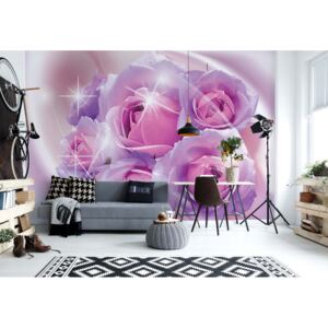 GLIX Fototapeta - Sparkling Flowers Pink And Purple Vliesová tapeta - 312x219 cm