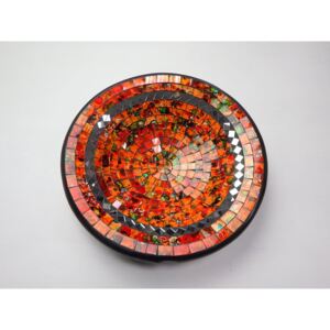 Miska oranžová okrúhla, mozaika, ručná práca 29 cm