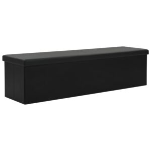 Skladacia úložná lavica z umelej kože 150x38x38 cm čierna