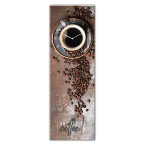 Sklenené nástenné hodiny Styler First Coffee, 20 x 60 cm