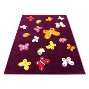 Detský kusový koberec eko Motýle fialový, Velikosti 100x200cm