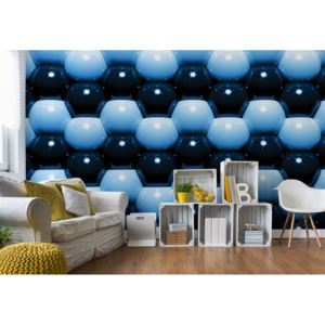 Fototapeta - 3D Blue And Black Ball Pattern Vliesová tapeta - 250x104 cm