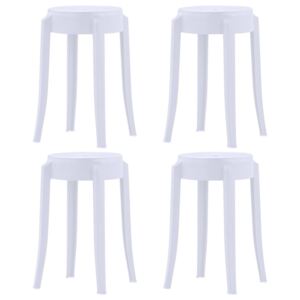 Stohovateľné stoličky 4 ks biele plastové