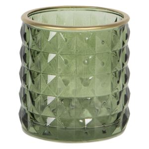 Zelený sklenený svietnik na čajovú sviečku - Ø 7*7 cm