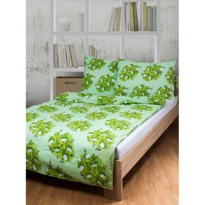 CESARA zelená bavlnené obliečky 140x220cm - 140 x 220 cm - 1x vankúš 1x prikrývka - Zelená