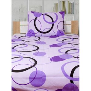 CARROLA fialová Flanelové obliečky - 140 x 200 cm - 1x vankúš 1x prikrývka - Fialová