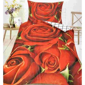 ROSALINDA bavlnené obliečky 140x200cm - 1x vankúš 1x prikrývka - Červená