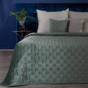 Luxusný zamatový prehoz na posteĺ v matnej zelenej farbe Zelená